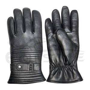 Biker Leather Driving <b>Gloves</b> Winter Fur Lined Full Finger Sheepskin <b>Gloves</b> for <b>Men</b> Wholesale Black Leather <b>Gloves</b> - Product Image 1