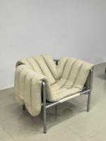 Canapé-lit rayé rétro européen RUNXI, petit fauteuil de salon, design à rayures zébrées, fauteuil de détente simple, fauteuil de salon