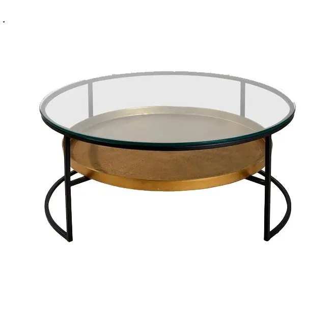 Table basse en aluminium et fer avec dessus en verre pour salon et chambre à coucher Design unique