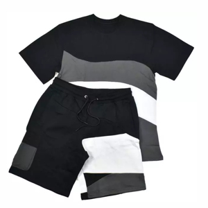 Ensemble décontracté d'été pour hommes, t-shirt et short en coton respirant assortis - Product Image 5