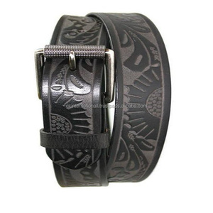 Ceinture d'outillage en cuir occidental véritable gravée à la main noire pour cowboy avec boucle à épingle design tailles personnalisées disponibles - Product Image 6