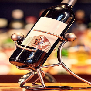 Crémaillère à bouteilles de vin horizontale à 2 niveaux en or élégant. Présentoir de table chic. Disponible à prix de gros. - Product Image 4