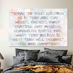 Impression sur toile avec citation inspirante : Parlez à vos enfants – Décoration murale élégante pour le bureau, toile enveloppée - Product Image 1