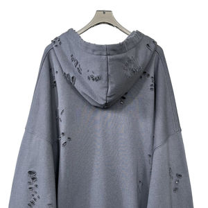 Sudadera con capucha de felpa francesa de algodón de alta calidad, Sudadera con capucha de gran tamaño, lana gruesa, hombro caído desgastado, sudaderas con capucha personalizadas en blanco liso - Product Image 6