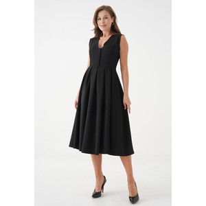 Robe midi plissée évasée à col en V - Product Image 5