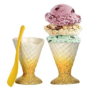 Tùy chỉnh chất lượng cao cổ điển hình sứ Waffle nón món ăn phục vụ ly trang trí gốm ngọt ngào Kem món tráng miệng bát - Product Image 2