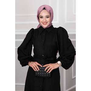 Robe Hijab Détail Perle Noir - Product Image 3