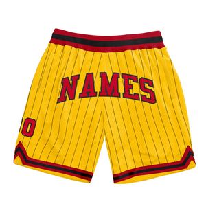 Industrie Direct Engro Sportswear Basketball Shorts Personnalisé Or Noir Pinstripe Rouge-Noir Authentique Basketball Shorts - Product Image 1