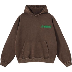 Sweat à capuche unisexe vintage de haute qualité en molleton bouclette 100 % coton, manches longues, poche avant, service OEM, impression DTG - Product Image 6