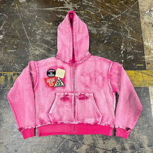 Sweat à capuche zippé délavé à l'acide lourd pour hommes personnalisé de haute qualité décontracté unisexe sweats à capuche pour hommes pour l'hiver ODM brodé - Product Image 4