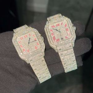 นาฬิกาข้อมือทรงกลมแบบ Iced Out ขนาดหน้าปัด 40 มม. สาย 20 มม. สแตนเลสสตีล ประดับเพชร VVS1 มอยส์ซาไนต์เต็มหน้าปัด ของขวัญสุดหรูสำหรับผู้ชาย ระบบควอตซ์ ของใหม่ - Product Image 3