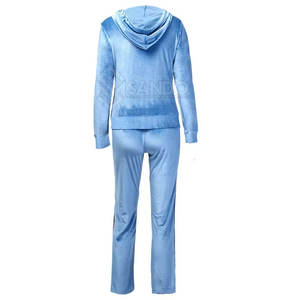 Survêtement en velours avec logo personnalisé de qualité supérieure pour les femmes Style unique tendance col à capuche grande taille prix d'usine - Product Image 2