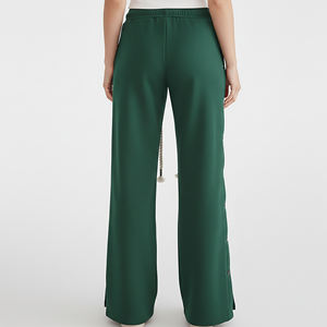 Pantalones Deportivos Personalizados 100% Algodón Felpa, Paneles Laterales con Botones, Corte Recto, Pierna Ancha, Cordones Largos - Product Image 3