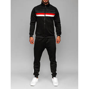 Chándal de Terciopelo con Capucha y Cremallera para Hombre, Otoño, Negro, Bordado con Cuentas, Liso Teñido, Transpirable - Product Image 1