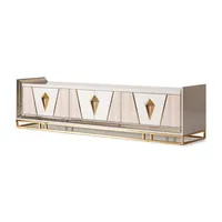 Eleganter weißer TV-Ständer, Entertainment-Center im Übergangsstil mit Stauraum