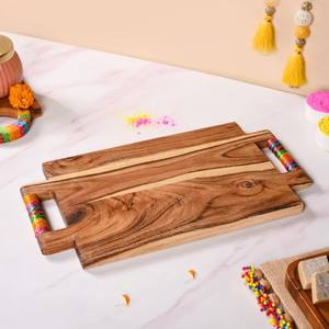 Plato rectangular de madera de acacia para servir con asa, bandeja de madera hecha a mano para servir, tabla de charcutería para aperitivos, queso - Product Image 2