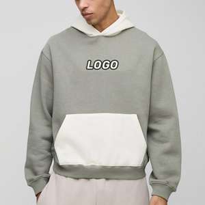 Venta al por mayor nueva otoño Colorblock hombres Sudadera con capucha personalizada pantalla impresa Sudadera con capucha cuadrada de gran tamaño - Product Image 1