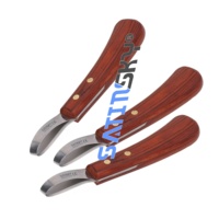 Petit couteau à boucle pour abcès du sabot maréchal-ferrant Instrument vétérinaire de 8 cm avec manche en bois pour les soins aux animaux