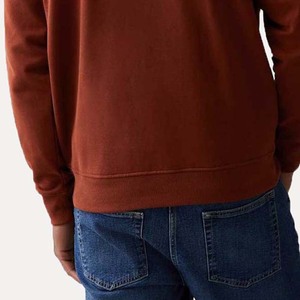 Sudadera de algodón 100% de gran tamaño para todos los hombres, sudadera transpirable con cuello redondo informal con hombros caídos y estampado de lana pesada - Product Image 6