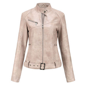 Chaquetas de Cuero Genuino para Mujer, de Primera Calidad, Hechas a Medida, Transpirables, Modernas, Teñidas, Tejidas, Servicio Personalizado OEM - Product Image 1