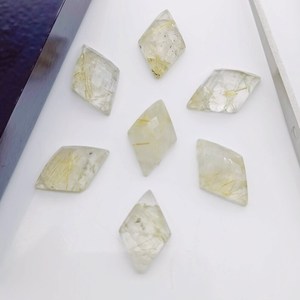 จี้พลอยรูปทรงแฟนซีแกะสลักด้วยมือจากทองรูไทล์ ด้านหลังมีรอยต่อ ขนาด 16x10 มม. - Product Image 3