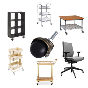 CCE 40mm Steel PP <b>Caster</b> Antique Brass Finish 5/16" Threaded Stem Modern Outdoor Indoor Hospital School Warehouse Living Room - Product Image 6