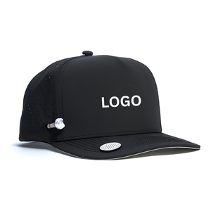 Custom Logo Waterproof Performance Golf <b>Cap</b> 5-Panel Perforated Hat With Integrated Tee Holder & Magnetic Brim Snapback Closure - Product Image 1