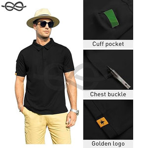 Camiseta de Golf Elástica Premium para Hombre, Tela de Lona Transpirable de Alta Calidad, Bordado Personalizado, Logotipo OEM, Diseño Sólido Gótico - Product Image 2