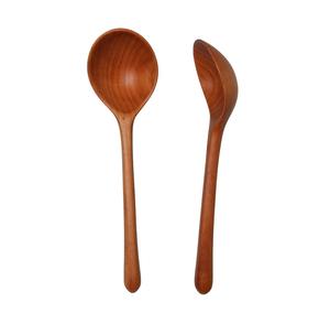 Juego de 2 Cucharas de Madera Marrón para Servir y Cocinar, Utensilios de Cocina de Madera para Cocina o Fiestas, Cuchara de Cocina de Madera de la India - Product Image 1