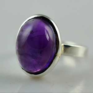 Navya Craft Handmade 925 Sterling Silver Boho <b>Statement</b> <b>Ring</b> Amethyst Oval Inlay Size 4-13 for Christmas Anniversary Women's - Product Image 4