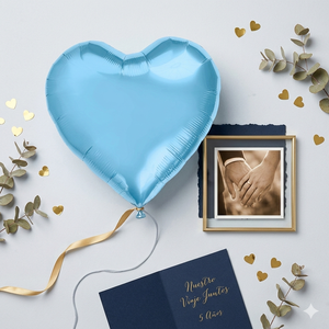 ลูกโป่งฟอยล์รูปหัวใจสีฟ้า ขนาด 24 นิ้ว/60 ซม. ผิวโครเมียมเมทัลลิกมุก สำหรับงานปาร์ตี้วันแม่ งานรับปริญญา งานปีใหม่จีน - Product Image 5