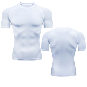 Vente en gros Fabricant Manches de chemise Hommes Gym Compression T-shirt Pullover Style Solide Extensible OEM Service Activewear - Product Image 6