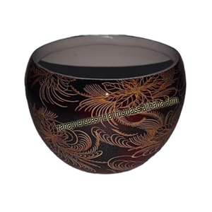 Maceta de metal Meena de calidad superior, maceta redonda de esmalte con patrón clásico para decoración de mesa de hogar y hotel - Product Image 2