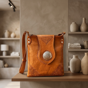 Women Genuine Leather Crossbody <b>Bag</b> Classic Style Embossed Pattern Zipper Closure Soft Handle Durable Design - Product Image 6