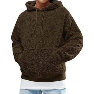 Sweat à capuche en molleton de qualité supérieure pour hommes Pull Sherpa à motif uni avec poches Sweat à la mode Sweat à capuche d'hiver - Product Image 1