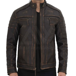 Veste en cuir noir de haute qualité pour hommes/veste en cuir pour hommes 2024 vestes en cuir véritable pour l'hiver - Product Image 1