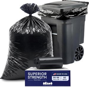 Sacs poubelles résistants aux perforations Plasticplace 95-96 gallons, 50 unités, pour poubelles et fûts mobiles, grands sacs poubelles - Product Image 1