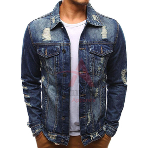 Chaqueta Vaquera para Hombre, 340 Gramos, Tela de Algodón, Diseño Desgastado y Roto, Manga Larga, Corte Ajustado, Cuello Camisero, Casual, Primavera - Product Image 1