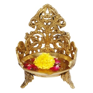 Urli เหล็กทุบกลมพร้อมใบสำหรับตกแต่งบ้านตกแต่งโต๊ะสำหรับปาร์ตี้ - Product Image 2