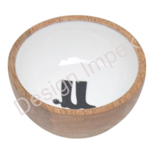 Bol mélangeur multifonctionnel en émail blanc pour ustensiles de cuisine, décoration de table, bols à fruits en bois de manguier, qualité alimentaire - Product Image 4