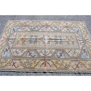 Alfombra de 5.1x7.8 pies, Alfombra Turca Vintage, Alfombra de Lana Azul - Product Image 3