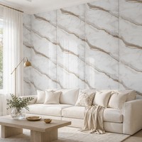 Panneau mural en PVC imitation marbre veiné blanc crème, imperméable, revêtement décoratif intérieur
