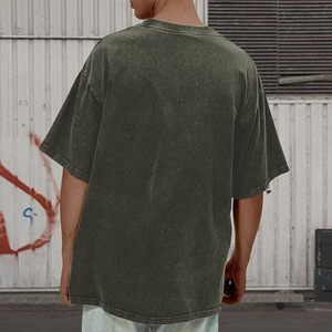 T-shirt décontracté 100% coton de haute qualité nouveauté t-shirt en coton lavé pour hommes en gros - Product Image 4