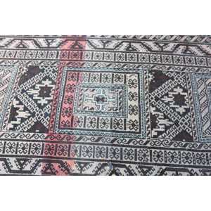 Turkish Vintage Rug, 3.7x7.4 ft Rug, <b>Brown</b> Polka dot <b>Wool</b> Rug - Product Image 5