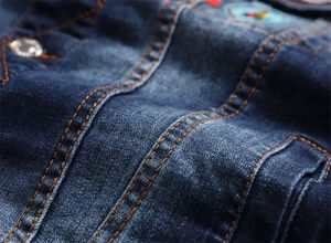 Chaqueta vaquera OEM para hombre al por mayor-Logotipo bordado personalizado, parche impreso azul lavado-Denim de alta calidad Nuevo diseño personalizado - Product Image 5