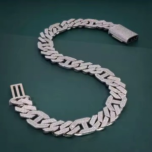 10mm Heavy Infinity Link Chain Moissanite <b>Diamond</b> Iced 925 Sterling <b>Silver</b> <b>Necklace</b> for Men Women Miami Link Chain Gift for Her - Product Image 1