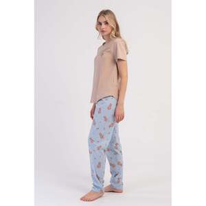 KADIN P.SUPREM O YAKA KISA KOL ETEGI OVAL PIJAMA TAKIM - สีเบจ - สีเบจ - Product Image 4