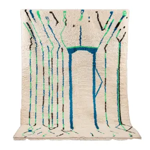 独特的贝尼欧兰地毯手工制作摩洛哥波西米亚贝尼欧兰地毯阿尔贝蒂娜手工打结羊毛棉黑色米色区域地毯