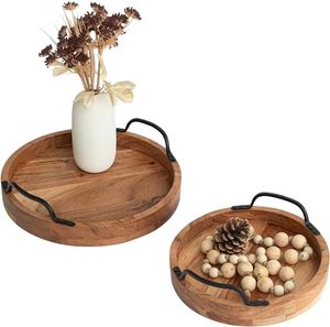 Plateaux ronds en bois, parfaits pour les paniers-cadeaux, avec un style bois classique et une présentation haut de gamme - Product Image 1