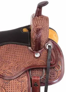 ชุดอานไม้มะฮอกกานีแบบตะวันตกโบราณแกะสลักด้วยมือหนังแท้10 "-16" - Product Image 5